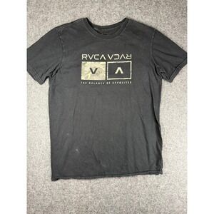RVCA Mens T Shirt Size L Black Balance of Opposites Graphic Tee